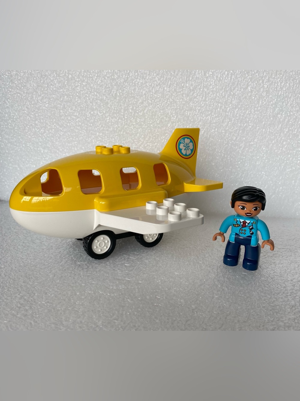 Yellow & White Kids Toy Airplane with Pilot Figure